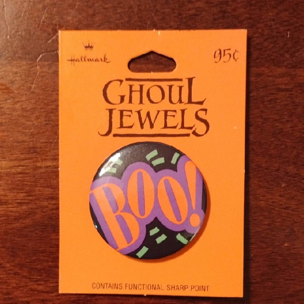 Hallmark Ghoul Jewels Boo! Button - Purple and Green